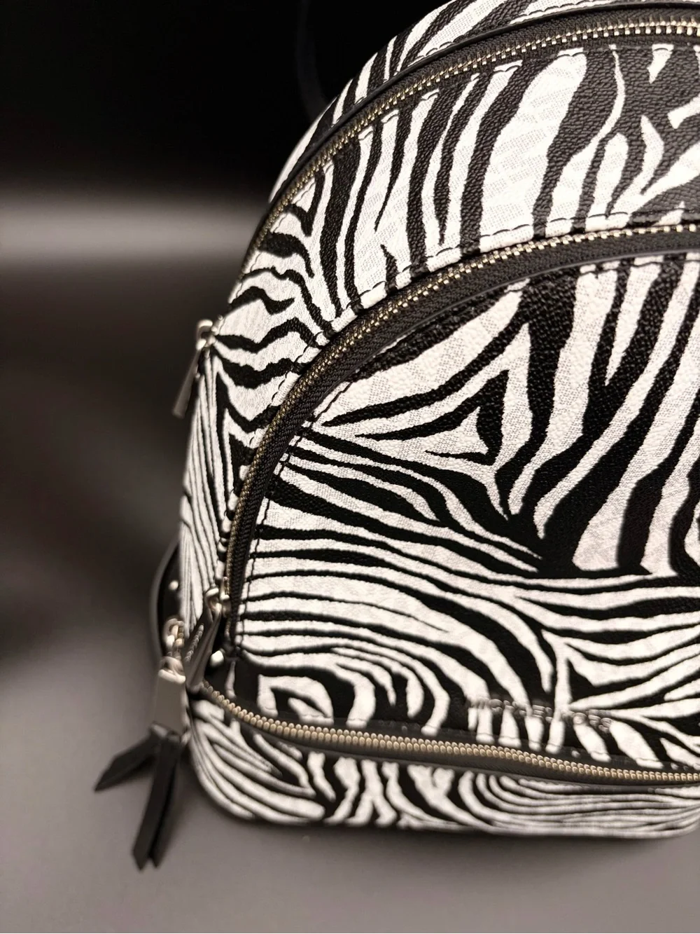 Michael Kors Rhea Medium Zebra Print Backpack Handbag Purse